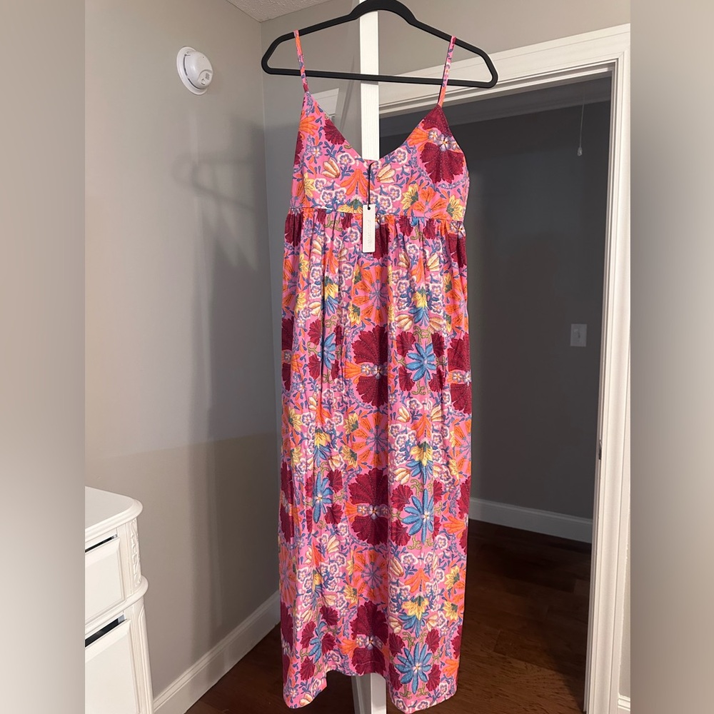 Floral Maxi Dress with Pink and Red Accents